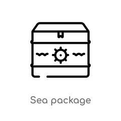 outline sea package vector icon. isolated black simple line element illustration from nautical concept. editable vector stroke sea package icon on white background