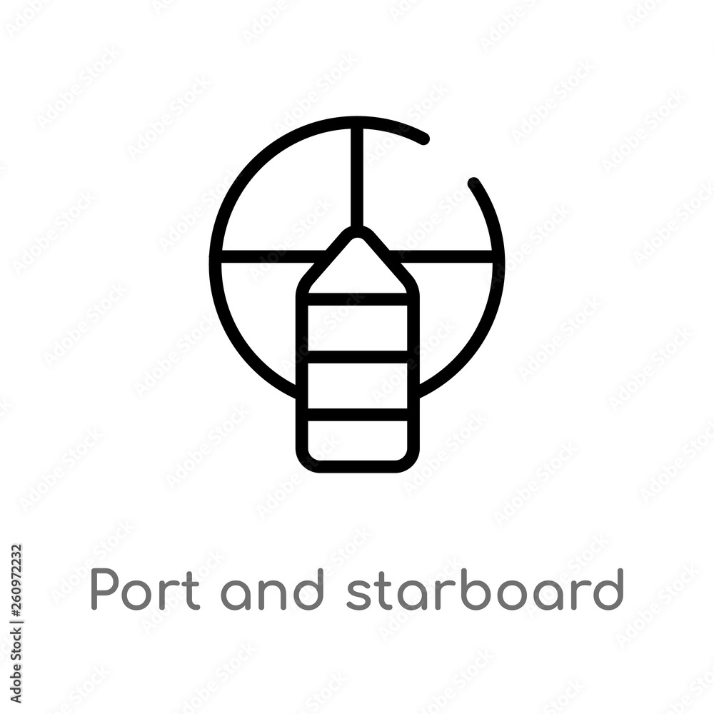 Poster outline port and starboard vector icon. isolated black simple line element illustration from nautica