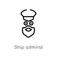 outline ship admiral vector icon. isolated black simple line element illustration from nautical concept. editable vector stroke ship admiral icon on white background