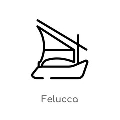 outline felucca vector icon. isolated black simple line element illustration from nautical concept. editable vector stroke felucca icon on white background