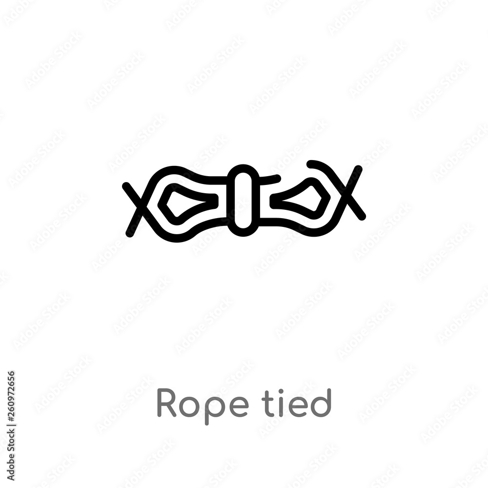 Poster outline rope tied vector icon. isolated black simple line element illustration from nautical concept