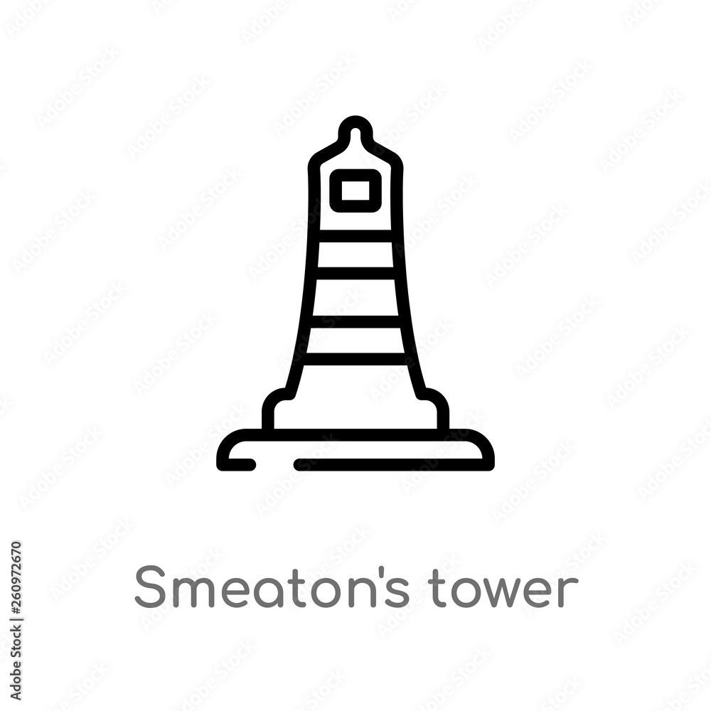 Poster outline smeaton's tower vector icon. isolated black simple line element illustration from nautical c