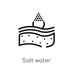 outline salt water vector icon. isolated black simple line element illustration from nautical concept. editable vector stroke salt water icon on white background