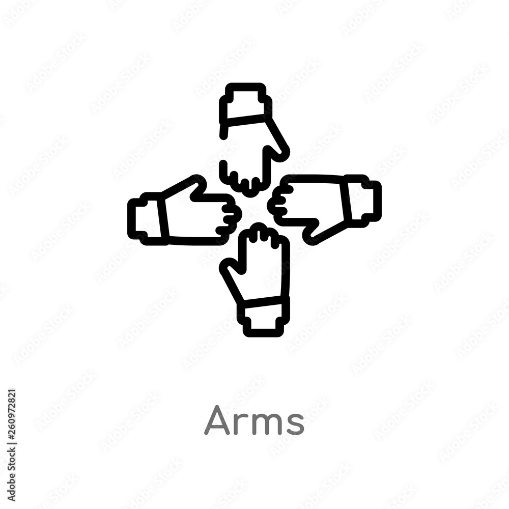 Poster outline arms vector icon. isolated black simple line element illustration from networking concept. e