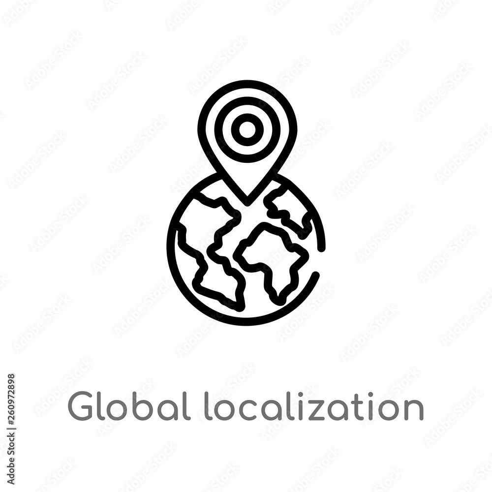 Poster outline global localization vector icon. isolated black simple line element illustration from networ