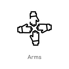 outline arms vector icon. isolated black simple line element illustration from networking concept. editable vector stroke arms icon on white background