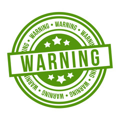 Warning Stamp. Eps10 Vector green Badge.