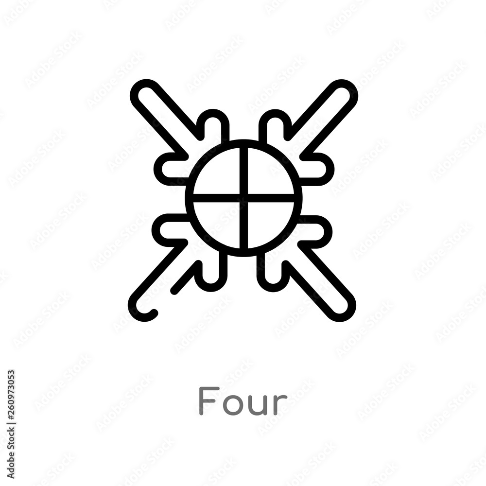 Poster outline four vector icon. isolated black simple line element illustration from orientation concept. editable vector stroke four icon on white background