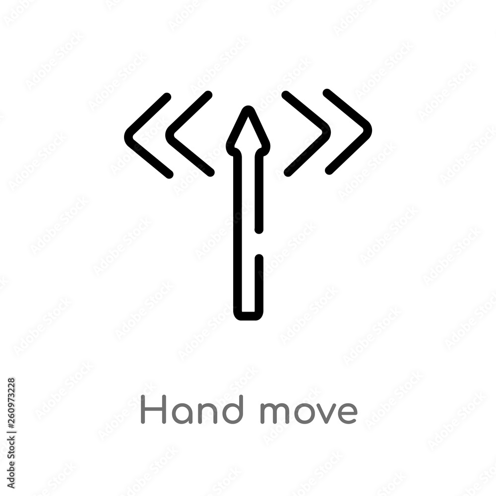 Poster outline hand move vector icon. isolated black simple line element illustration from orientation conc