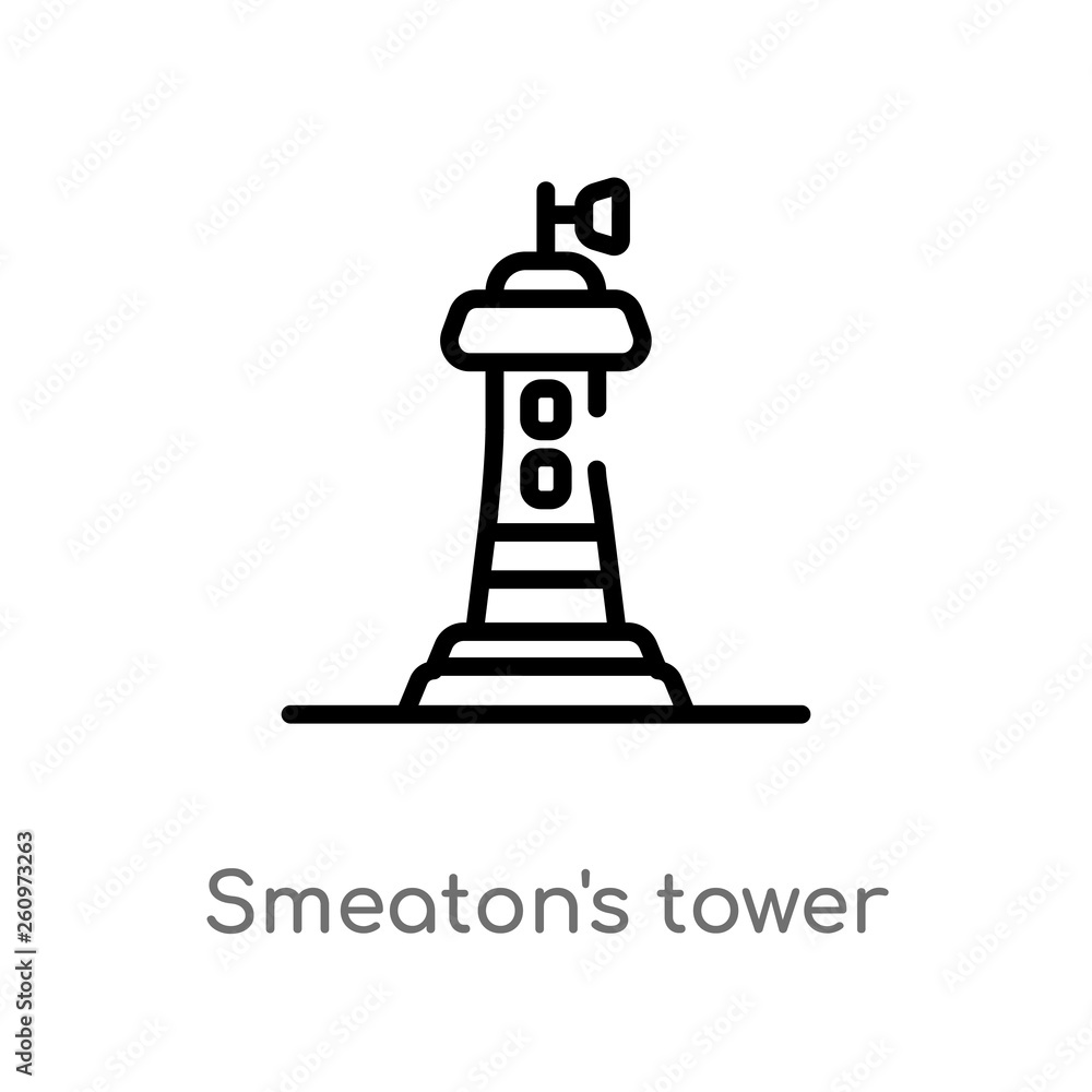 Poster outline smeaton's tower vector icon. isolated black simple line element illustration from other conc