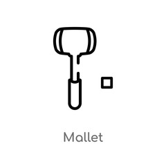 outline mallet vector icon. isolated black simple line element illustration from other concept. editable vector stroke mallet icon on white background