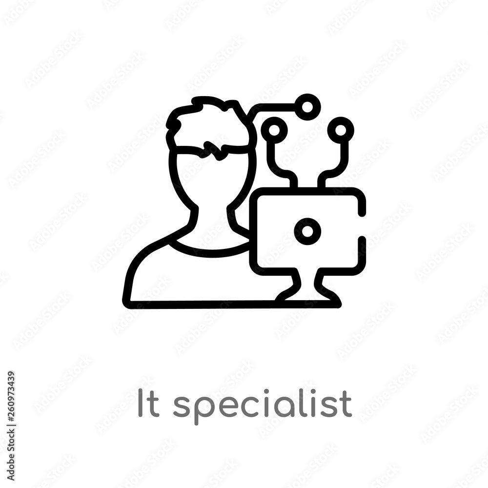 Poster outline it specialist vector icon. isolated black simple line element illustration from other concep