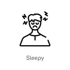 outline sleepy vector icon. isolated black simple line element illustration from other concept. editable vector stroke sleepy icon on white background