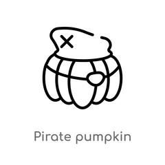 outline pirate pumpkin vector icon. isolated black simple line element illustration from other concept. editable vector stroke pirate pumpkin icon on white background