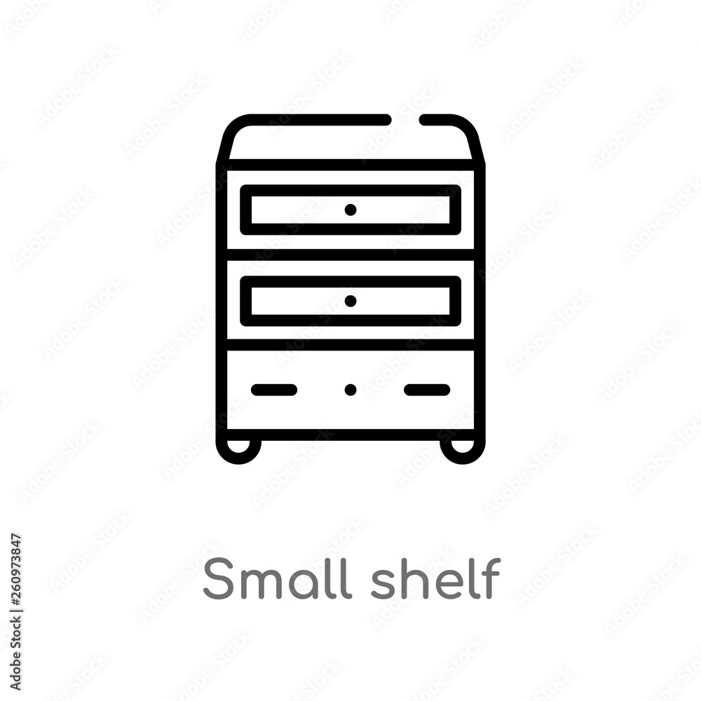 Poster outline small shelf vector icon. isolated black simple line element illustration from other concept.