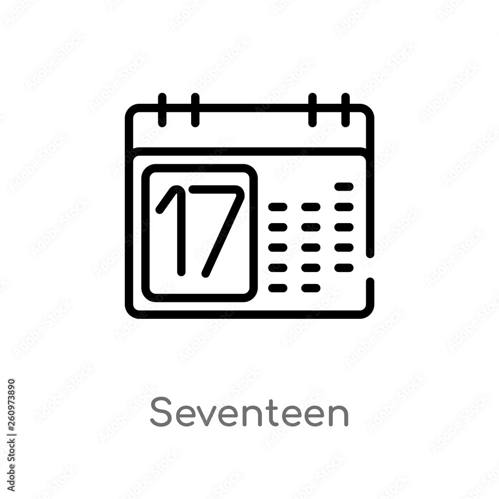 Poster outline seventeen vector icon. isolated black simple line element illustration from other concept. e