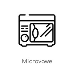 outline microvawe vector icon. isolated black simple line element illustration from other concept. editable vector stroke microvawe icon on white background
