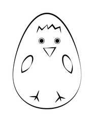 Flat egg icon with the image of a tiny, cute chick. .
