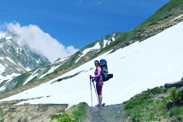 Fototapeta premium Alpine trekking in Austria extreme vacation view.