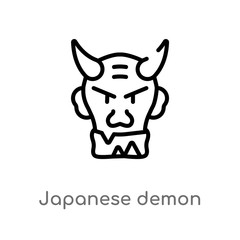 outline japanese demon vector icon. isolated black simple line element illustration from other concept. editable vector stroke japanese demon icon on white background
