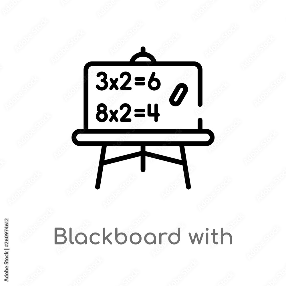 Poster outline blackboard with basic calculations vector icon. isolated black simple line element illustrat