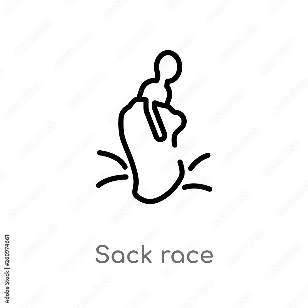 Aufkleber outline sack race vector icon. isolated black simple line element illustration from other concept. e