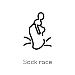 outline sack race vector icon. isolated black simple line element illustration from other concept. editable vector stroke sack race icon on white background