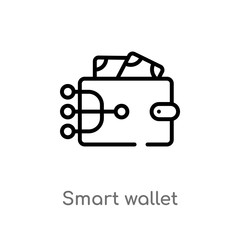 outline smart wallet vector icon. isolated black simple line element illustration from other concept. editable vector stroke smart wallet icon on white background