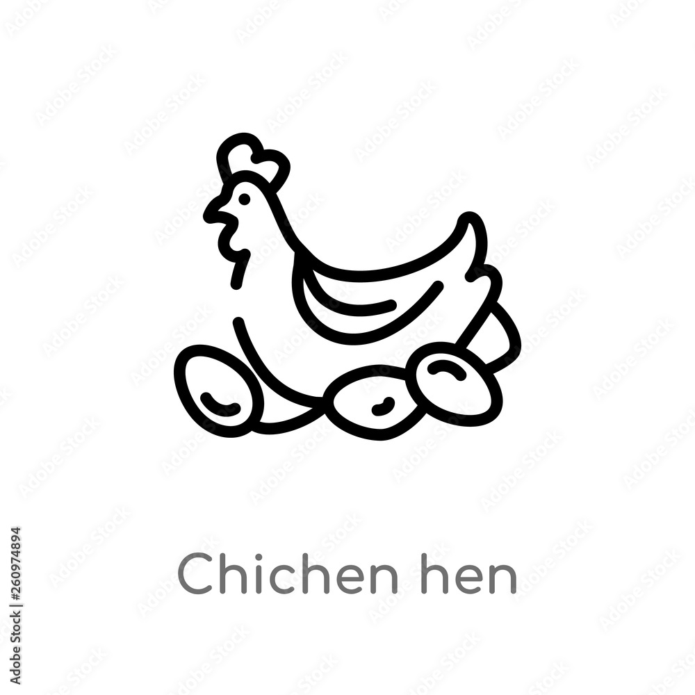 Poster outline chichen hen vector icon. isolated black simple line element illustration from other concept.