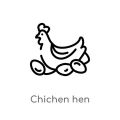 outline chichen hen vector icon. isolated black simple line element illustration from other concept. editable vector stroke chichen hen icon on white background