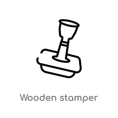 outline wooden stamper vector icon. isolated black simple line element illustration from other concept. editable vector stroke wooden stamper icon on white background