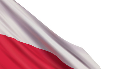 Background with realistic Flag of Poland on white background. Vector element for Day of the Flag, Constitution Day, Independence Day.