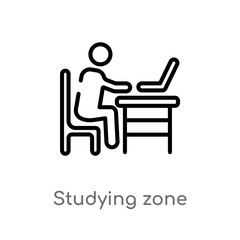 outline studying zone vector icon. isolated black simple line element illustration from other concept. editable vector stroke studying zone icon on white background