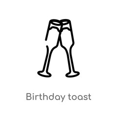 outline birthday toast vector icon. isolated black simple line element illustration from party concept. editable vector stroke birthday toast icon on white background