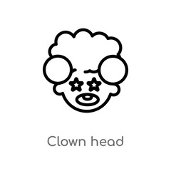 outline clown head vector icon. isolated black simple line element illustration from party concept. editable vector stroke clown head icon on white background