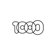 Obraz premium One thousand, mono line. Four rounded figures.