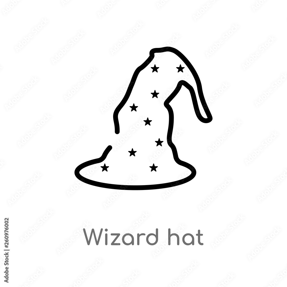 Poster outline wizard hat vector icon. isolated black simple line element illustration from party concept. 