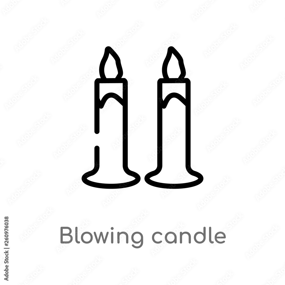 Poster outline blowing candle vector icon. isolated black simple line element illustration from party conce
