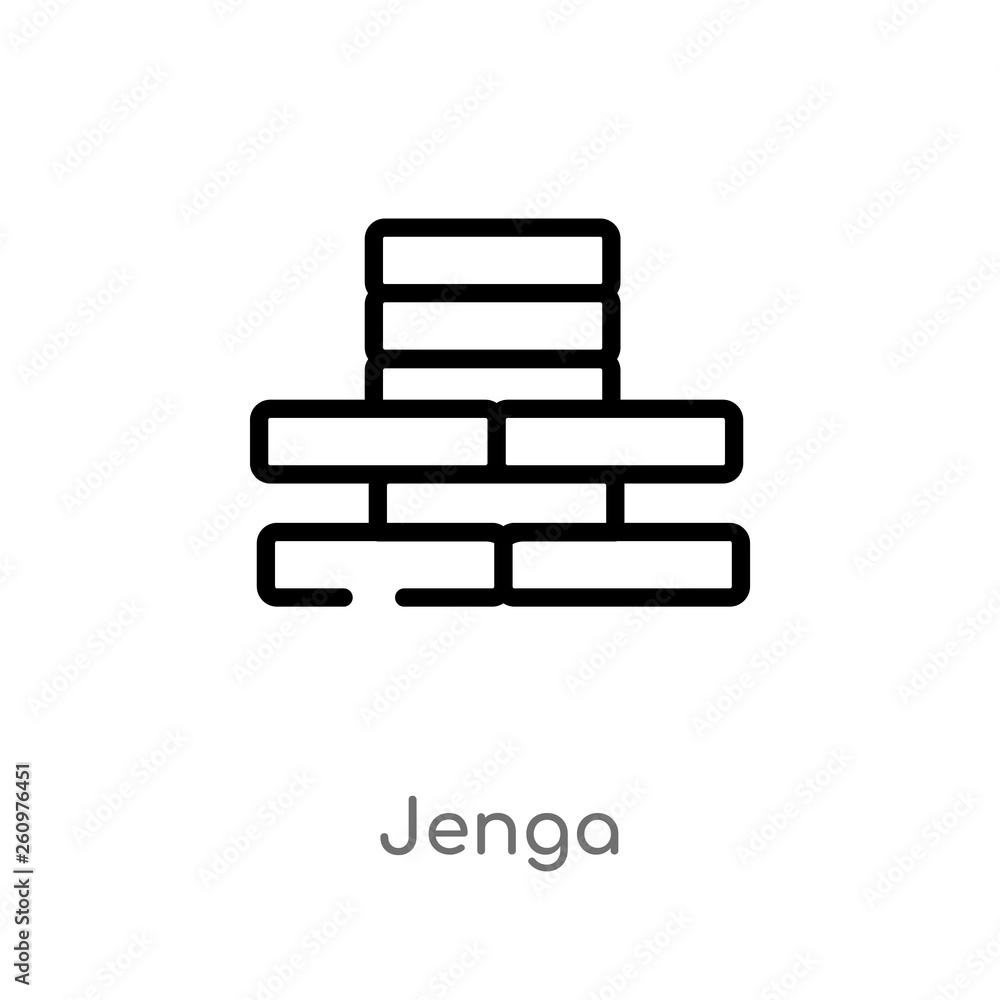 Poster outline jenga vector icon. isolated black simple line element illustration from party concept. edita