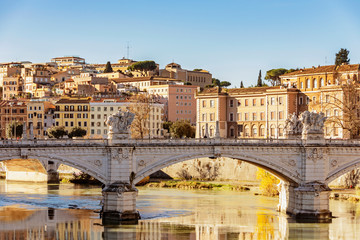 Fototapeta na wymiar Vittorio Emanuele bridge in Rome