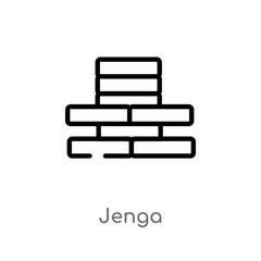 outline jenga vector icon. isolated black simple line element illustration from party concept. editable vector stroke jenga icon on white background