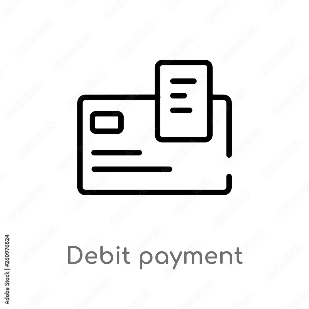 Poster outline debit payment vector icon. isolated black simple line element illustration from payment conc