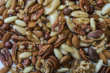 Assorted nuts: peanuts, hazelnuts, walnuts and other