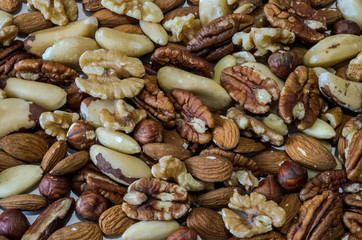 Assorted nuts: peanuts, hazelnuts, walnuts and other