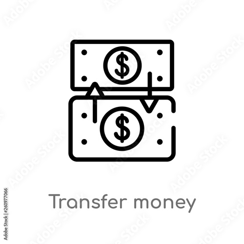 Outline Transfer Money Vector Icon Isolated Black Simple - 