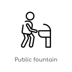 outline public fountain vector icon. isolated black simple line element illustration from people concept. editable vector stroke public fountain icon on white background