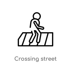outline crossing street vector icon. isolated black simple line element illustration from people concept. editable vector stroke crossing street icon on white background