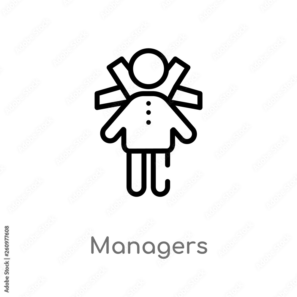 Poster outline managers vector icon. isolated black simple line element illustration from people concept. e