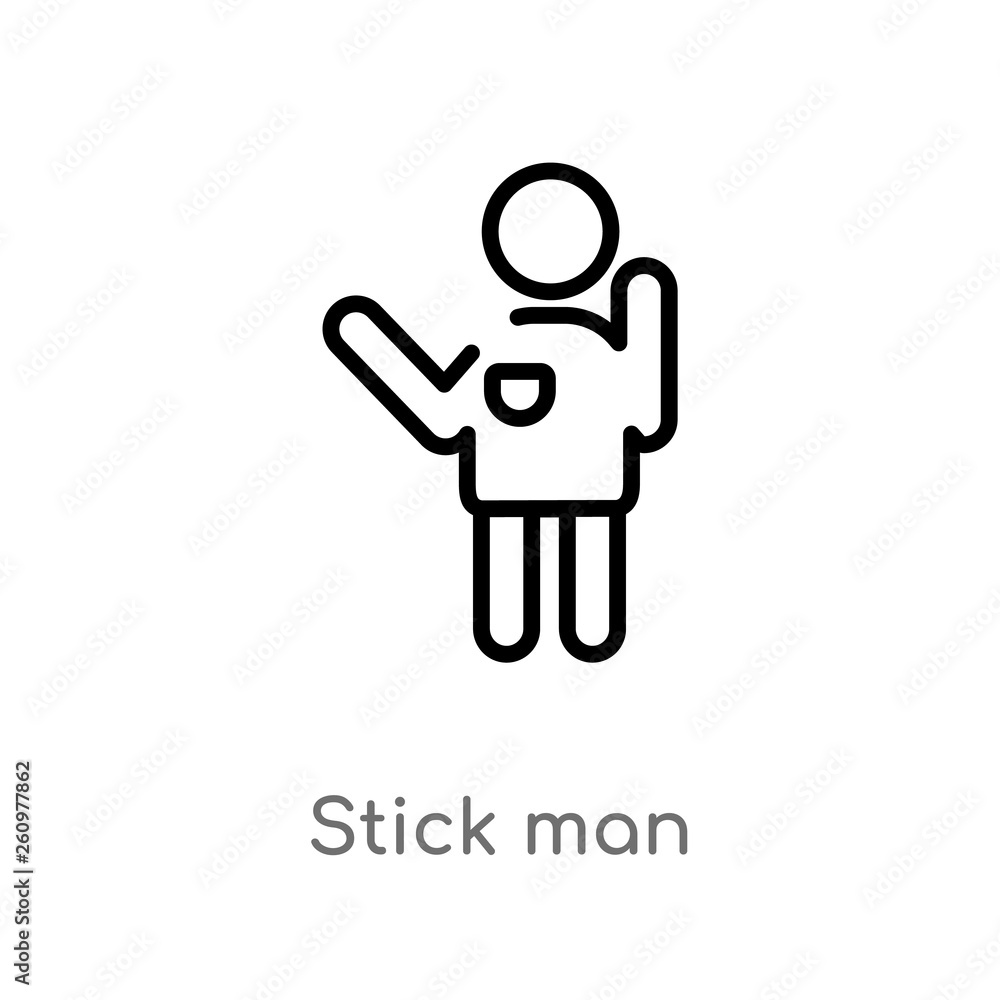 Poster outline stick man vector icon. isolated black simple line element illustration from people concept. 