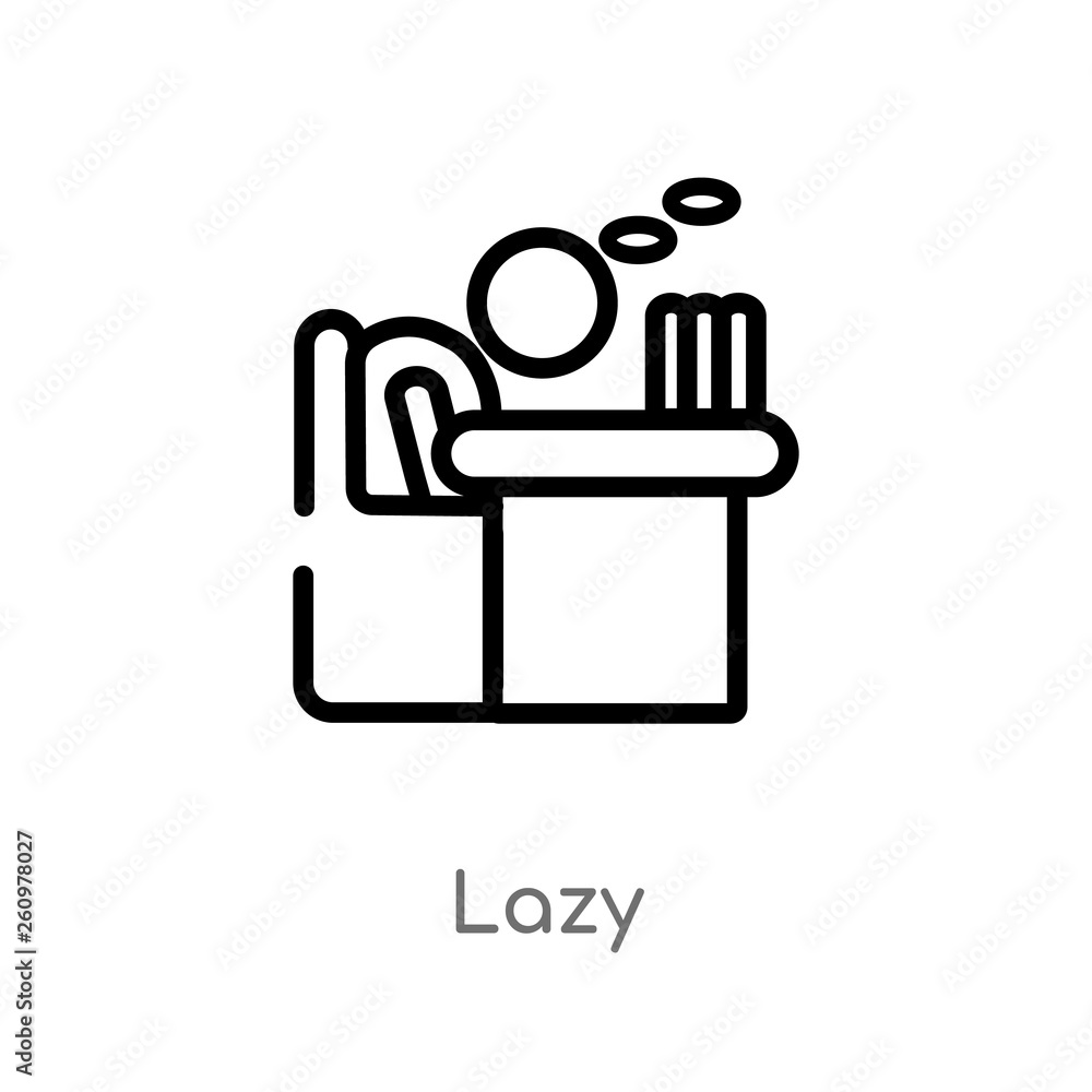 Poster outline lazy vector icon. isolated black simple line element illustration from people concept. edita